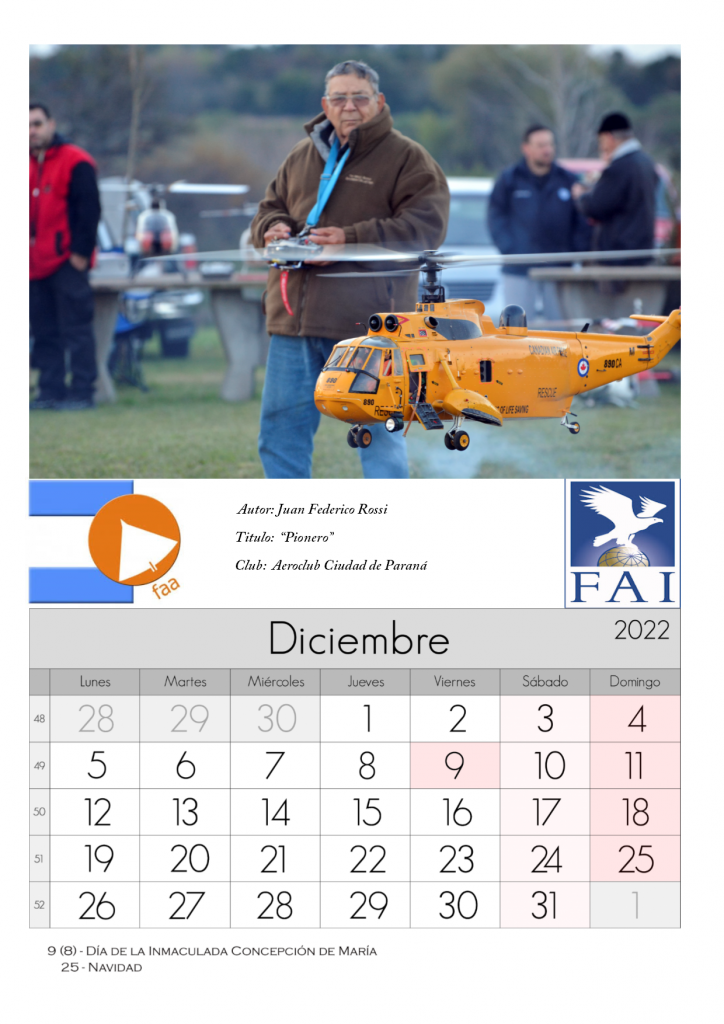 Bienvenido Diciembre y que mejor que recibir el último mes del año con el Calendario de la FAA. Nos vemos en el 2023 con un nuevo calendario FAA.