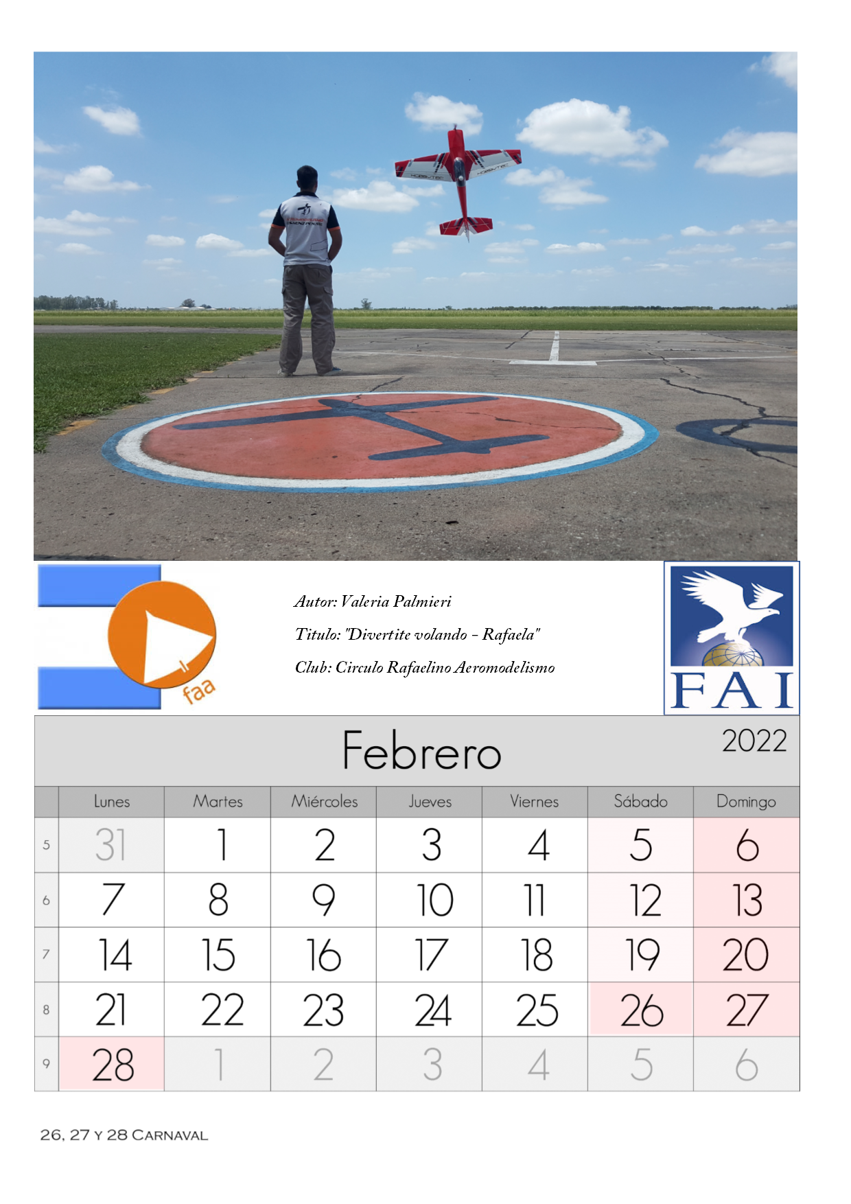 Bienvenido Febrero 2022 y que mejor que recibirlo con el Calendario de la FAA.