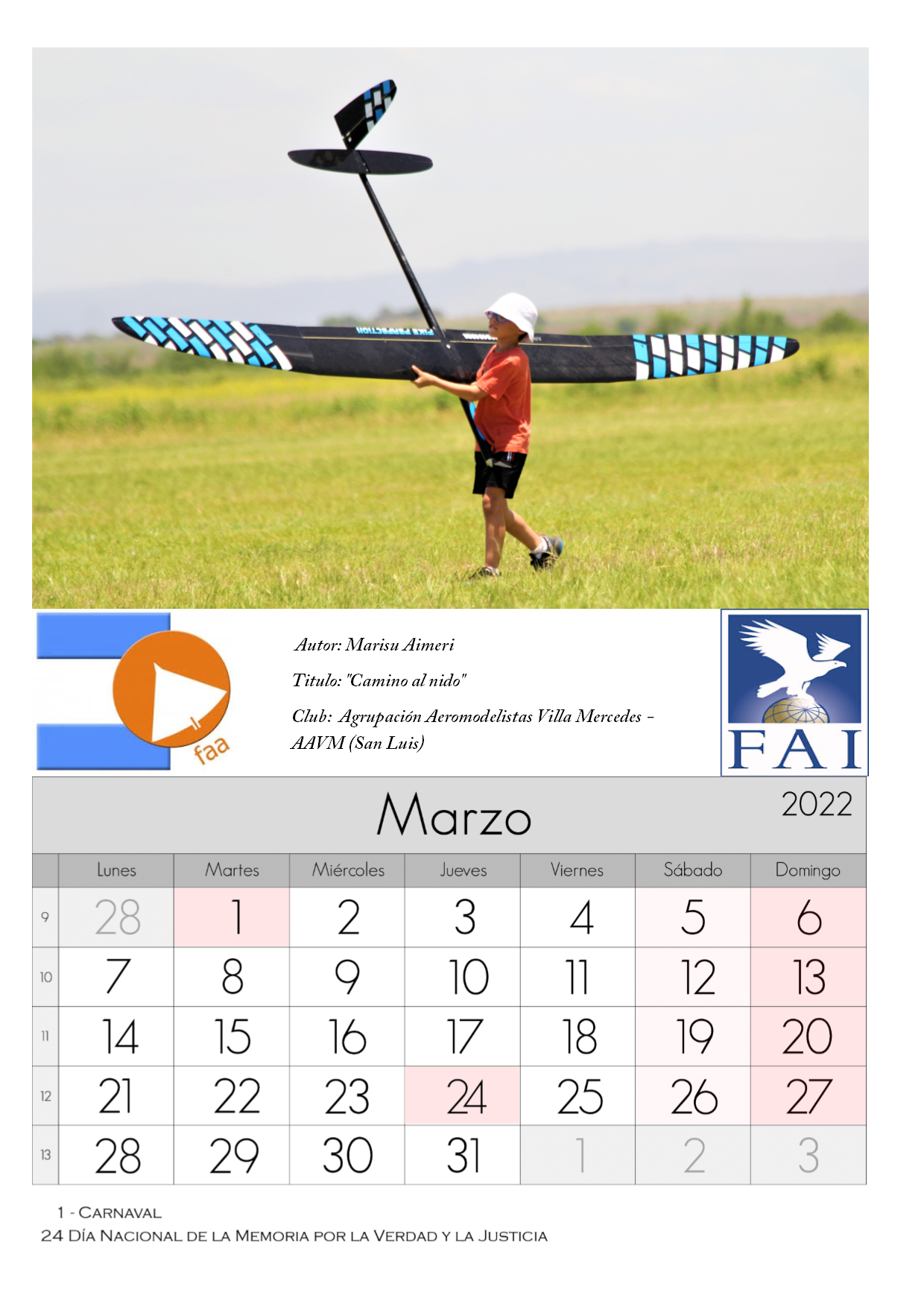 Bienvenido Marzo, y que mejor que recibirlo con el calendario de la FAA 2022!!!!