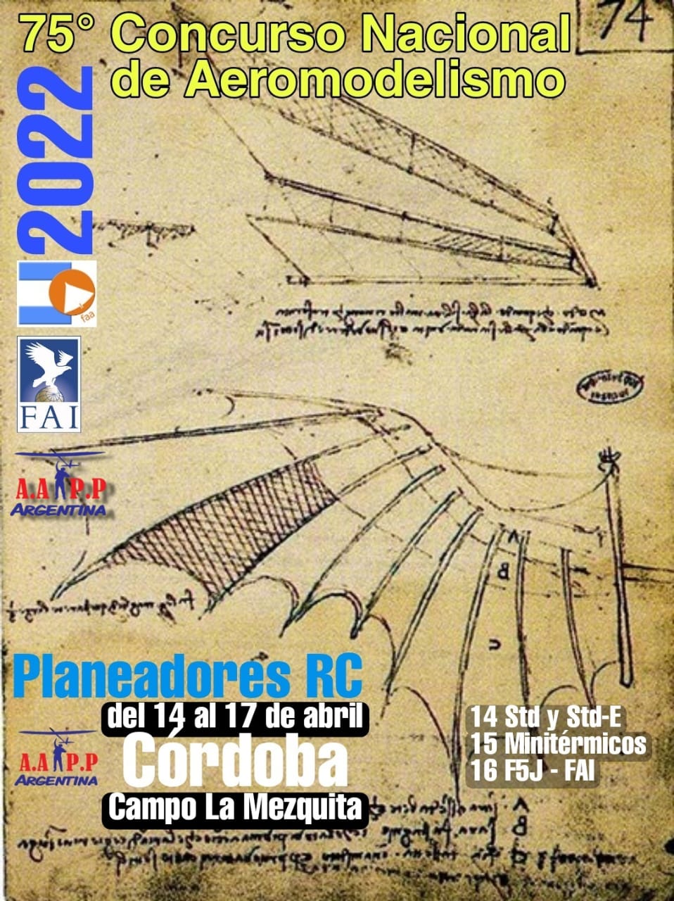 75° Concurso Nacional de Planeadores RC 2022 – AAPP Córdoba – Capital – 14 al 16/04/2022