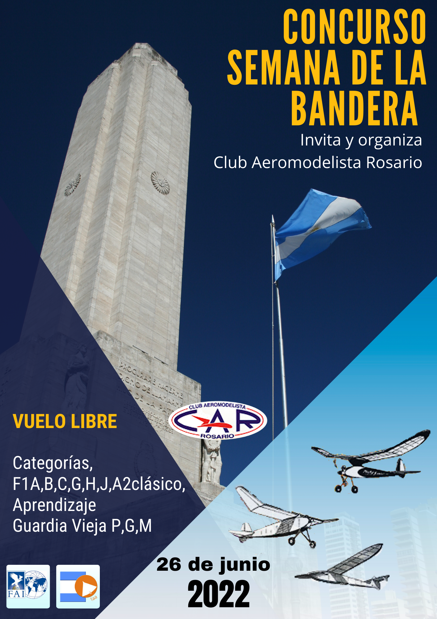 Concurso Vuelo Libre “Semana de la Bandera” – Club Aeromodelista Rosario – Rosario – Santa Fe – 26/06/2022