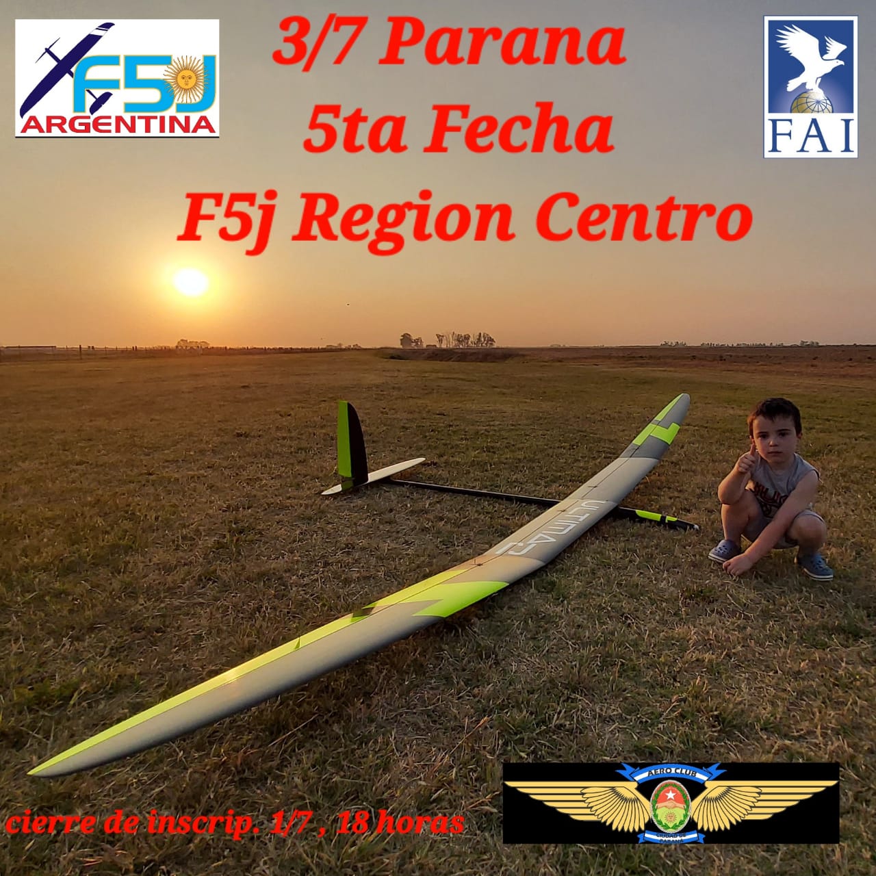 5° Fecha Campeonato Región Centro de F5J Argentina – Aeroclub Paraná – Entre Ríos 03/07/2022