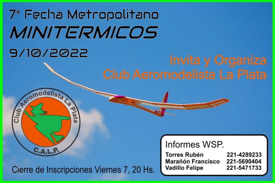 7° Fecha Campeonato Metropolitano de Minitérmicos – Club Aeromodelista La Plata – Bs. As. – 09/10/2022.