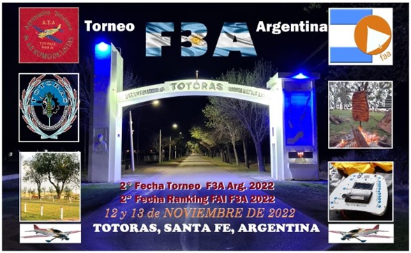 2ª Fecha Ranking  Selectivo F3A 2022 y 2° Torneo F3A Arg. – Agrup. Aeromodelista Totoras – Totoras – Santa Fe 12 y 13/11/2022