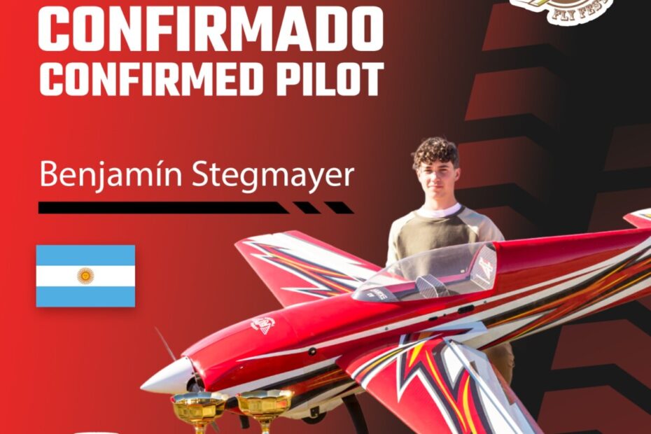 Benjamin Stegmayer con 16 años es piloto confirmado para el evento de Aeromodelismo, DEL NOTRE FLY FEST 2023 en Mexico. Felicitaciones Benjamin!!!!
