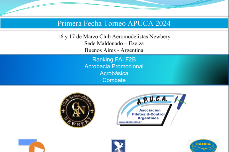 1° Fecha Ranking F2B FAI y 1° Torneo APUCA 2024 Vuelo Circlar – Club Aeromodelista Newbery – Maldonado – Ezeiza – Bs. As 16 y 17/03/2024