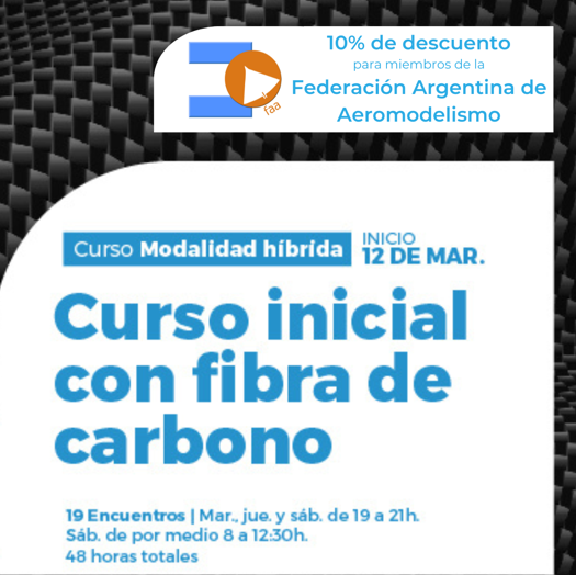 Curso inicial con Fibra de Carbono – Convenio Universidad Catolica de Córdoba y FAA – Inicio 12/03/2024