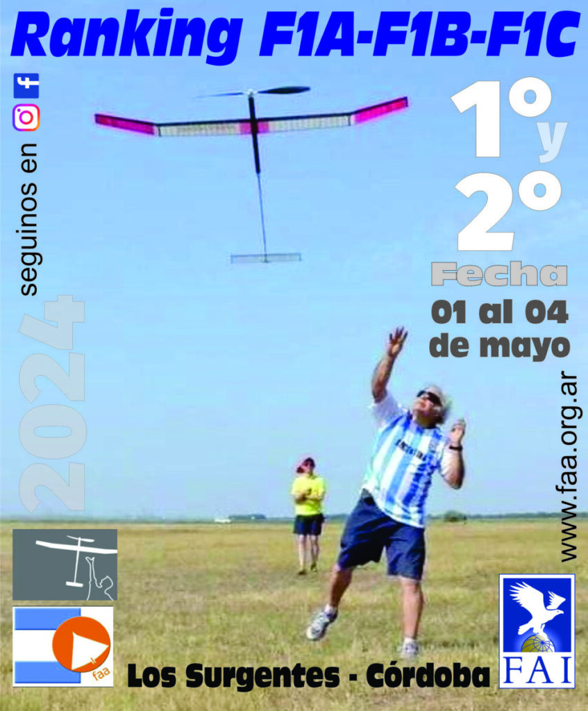 INSCRIPCIÓN 1° y 2° Fecha Ranking F1ABC “Micho Marquez” – Campeonato Argentino de Vuelo Libre – Los Surgentes – Pcia. de Córdoba – 01 al 04/05/2024